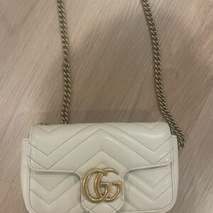 Gucci White Mini Bag with Gold Accents